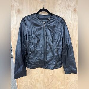 I.E. Women's Soft Leather Black Full Zip Jacket Size Medium Motorcycle